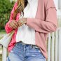Pink Waffle Knit Exposed Seam Leopard Colorblock Print Top