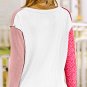 Pink Waffle Knit Exposed Seam Leopard Colorblock Print Top