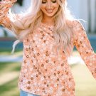 Orange Floral Knit Long Sleeve Top