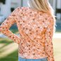 Orange Floral Knit Long Sleeve Top