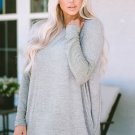 Gray Exposed Seam Patchwork Long Sleeve Top