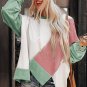 Colorblock Stitching Irregular Hem Long Sleeve Top