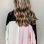 Multicolor Colorblock Flap Pockets Henley Collared Top