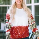 Fiery Red Tie-Dye Leopard Long Sleeve Top