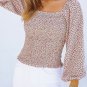 Apricot Square Neck Puff Sleeve Floral Smocked Top