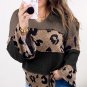 Multicolour Colorblock Patchwork V Neck Loose Sleeve Knit Top