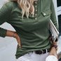 Mist Green Long Sleeve Snap Button Henley Top