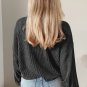 Black Cording Drop Shoulder Puff Sleeve Casual Long Sleeve Top