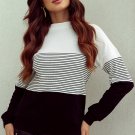 Black Striped Contrast Colorblock Knit Top