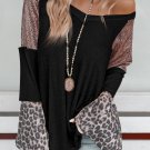 Black Sequin Patchwork Bell Sleeve V Neck Tunic Top