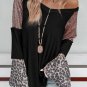 Black Sequin Patchwork Bell Sleeve V Neck Tunic Top