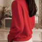 Fiery Red Button Tab Detail Long Sleeve Top