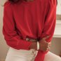 Fiery Red Button Tab Detail Long Sleeve Top