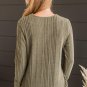 Jungle Green V Neck Buttoned Ribbed Knit Top