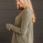 Jungle Green V Neck Buttoned Ribbed Knit Top
