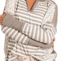 White Leopard Striped Patch Thumbhole Sleeve Top