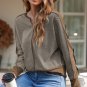 Brown Contrast Patchwork Thumbhole Sleeve Top