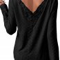 Black Floral Lace Splicing Eyelet Long Sleeve Top