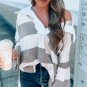 Stripe Oversized Collared Long Sleeve Top