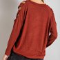 Orange Cutout Cold Shoulder Long Sleeve Top