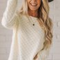 Beige Solid Textured Thumbhole Sleeve Top