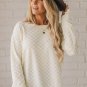 Beige Solid Textured Thumbhole Sleeve Top