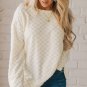 Beige Solid Textured Thumbhole Sleeve Top