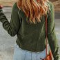 Green Textured Round Neck Long Sleeve Top