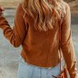 Brown Textured Round Neck Long Sleeve Top