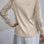 Apricot Striped Mesh Long Sleeve Crewneck Ribbed Top
