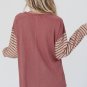 Fiery Red Colorblock Striped Bishop Sleeve Top