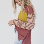 Fiery Red Colorblock Striped Bishop Sleeve Top