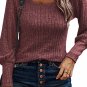 Mineral Red Ribbed Bishop Sleeve Round Neck Top
