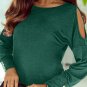 Green Asymmetrical Cut Out Buttoned Long Sleeve Top