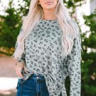 Leopard Animal Print Stitching Loose Long Sleeve Top