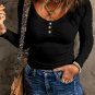 Black Textured Long Sleeve Slim Henley Top