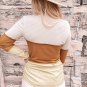 Orange Striped Color Block Henley Top