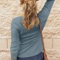 Crochet Lace Hem Sleeve Button Top
