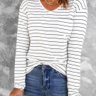 Striped V Neck Long Sleeve Top