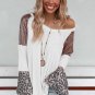 White Sequin Patchwork Bell Sleeve V Neck Tunic Top