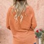 Apricot Leopard Splicing Exposed Seam Waffle Knit Top