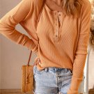 Orange Waffle Knit Henley Top