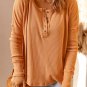 Orange Waffle Knit Henley Top