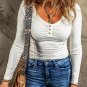 Bright White Textured Long Sleeve Slim Henley Top