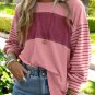 Peach Blossom Colorblock Striped Bishop Sleeve Top