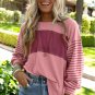Peach Blossom Colorblock Striped Bishop Sleeve Top