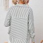 White Striped Thumbhole Drop Shoulder V Neck Top