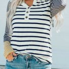 Long Sleeve Stripe Button Henley Top