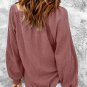 Square Neck Puff Sleeve Waffle Knit Top