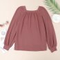 Square Neck Puff Sleeve Waffle Knit Top